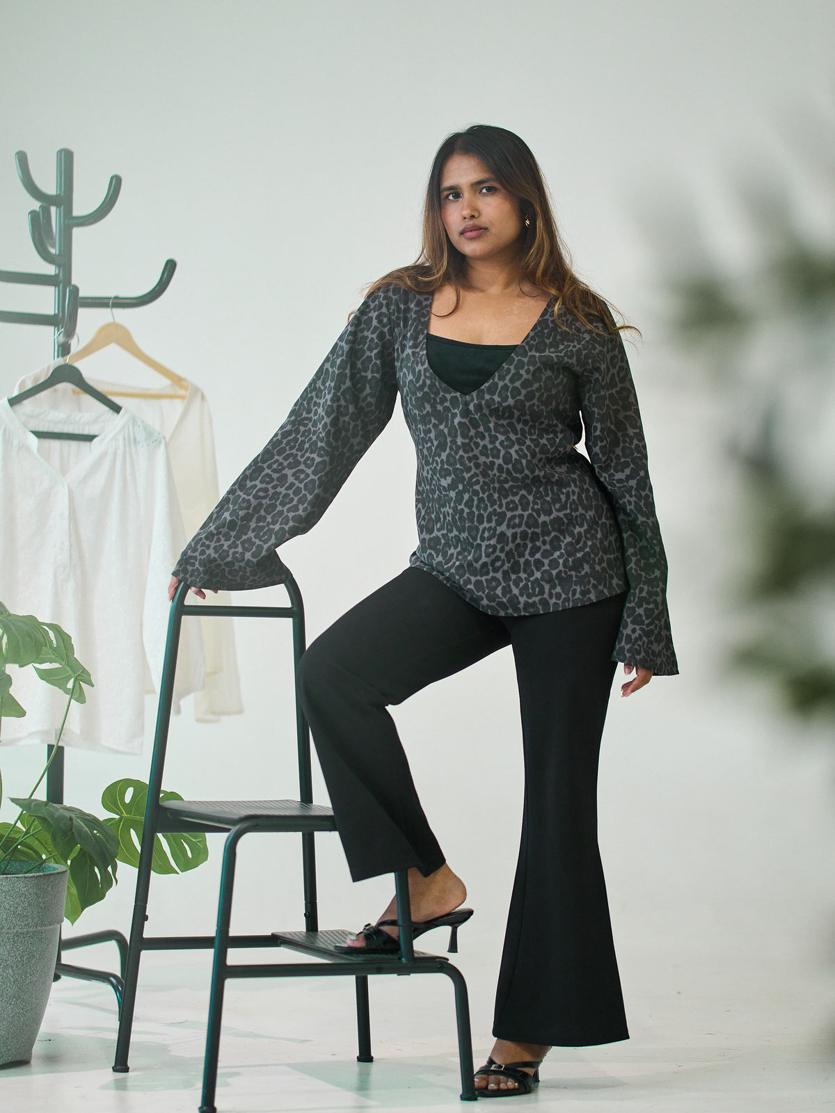 Charcoal Leopard Print Top