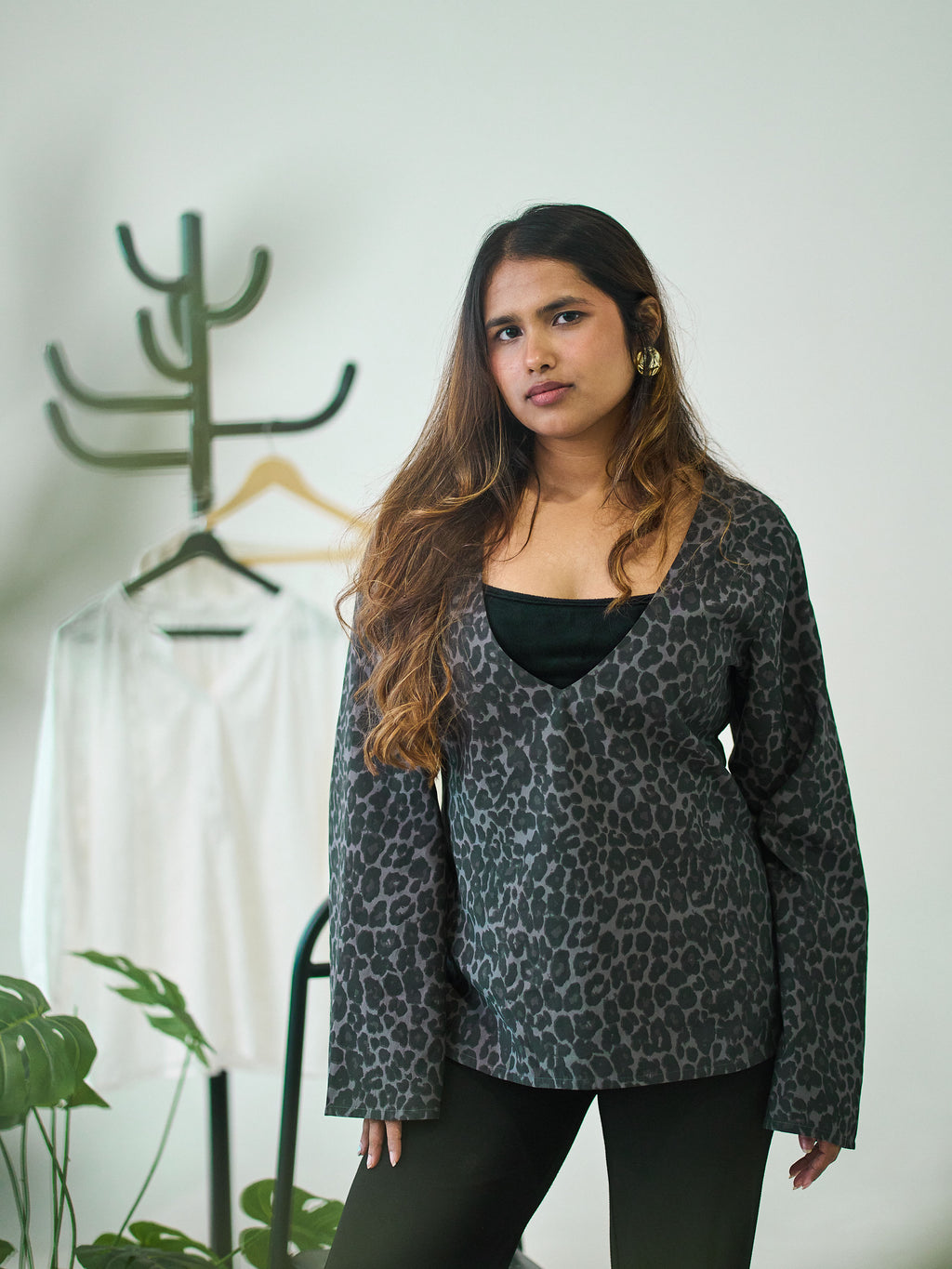 Charcoal Leopard Print Top