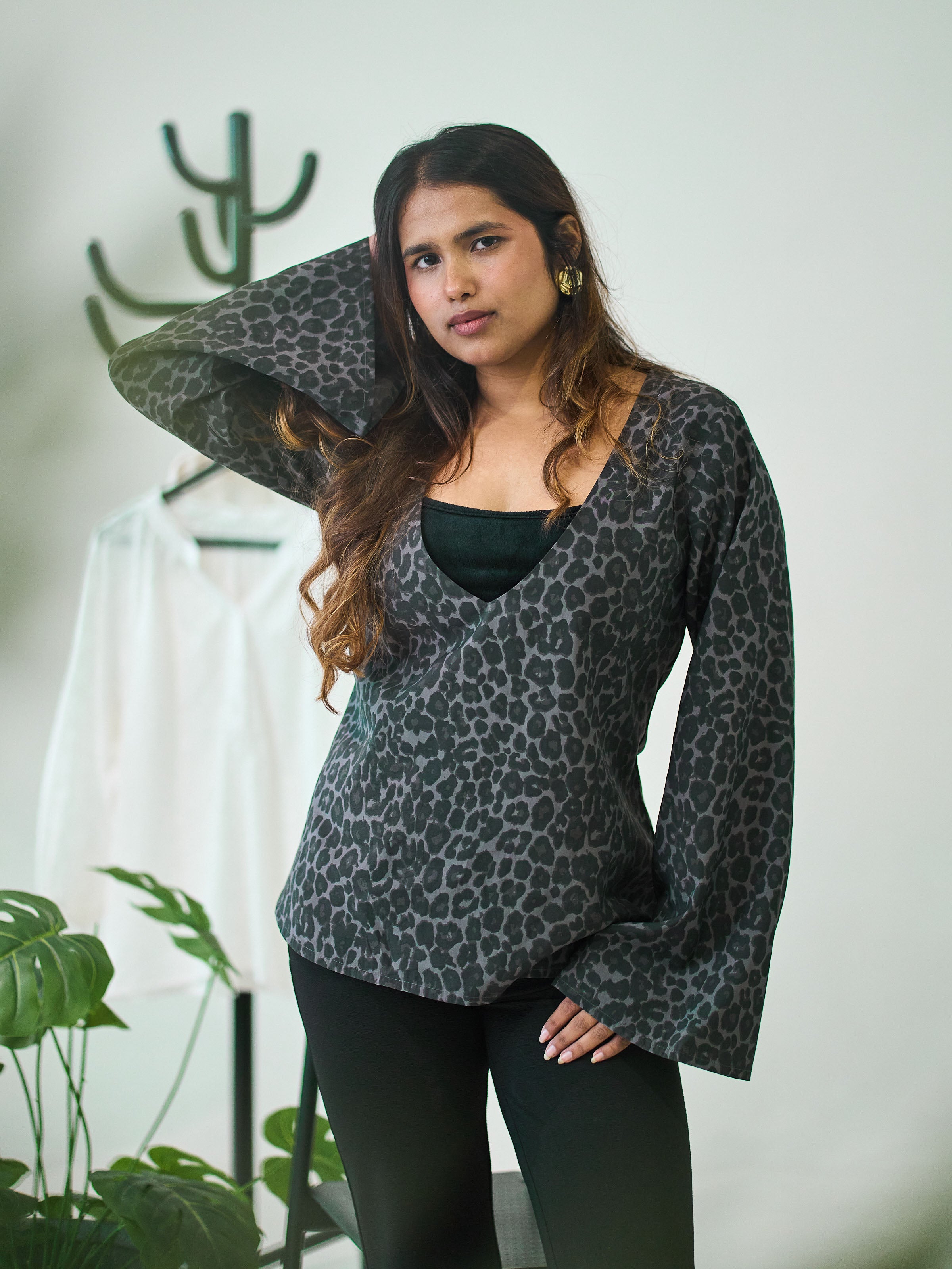 Charcoal Leopard Print Top