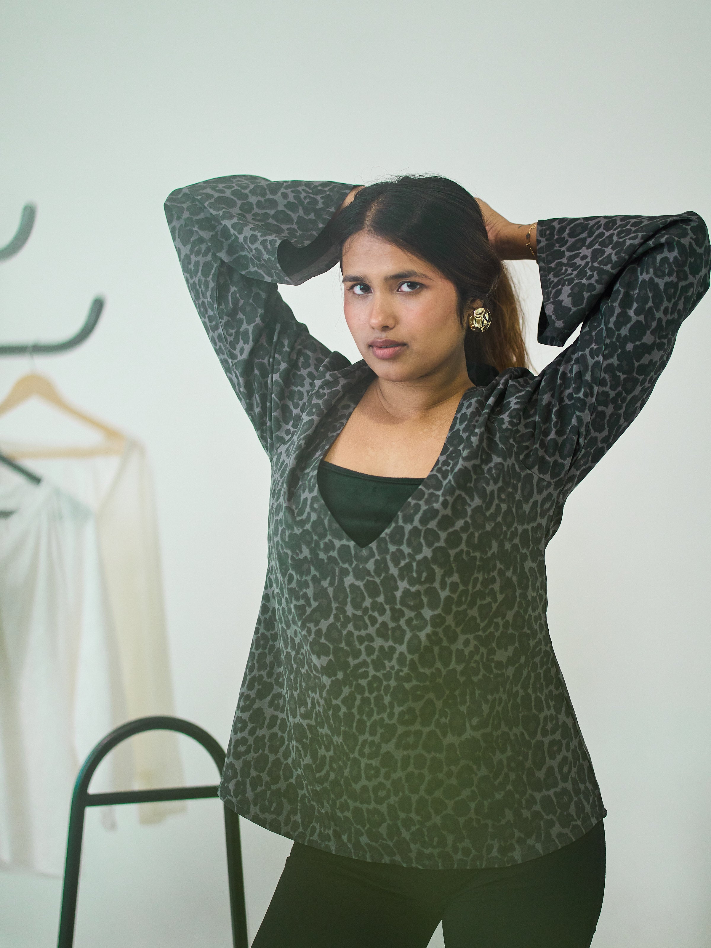 Charcoal Leopard Print Top