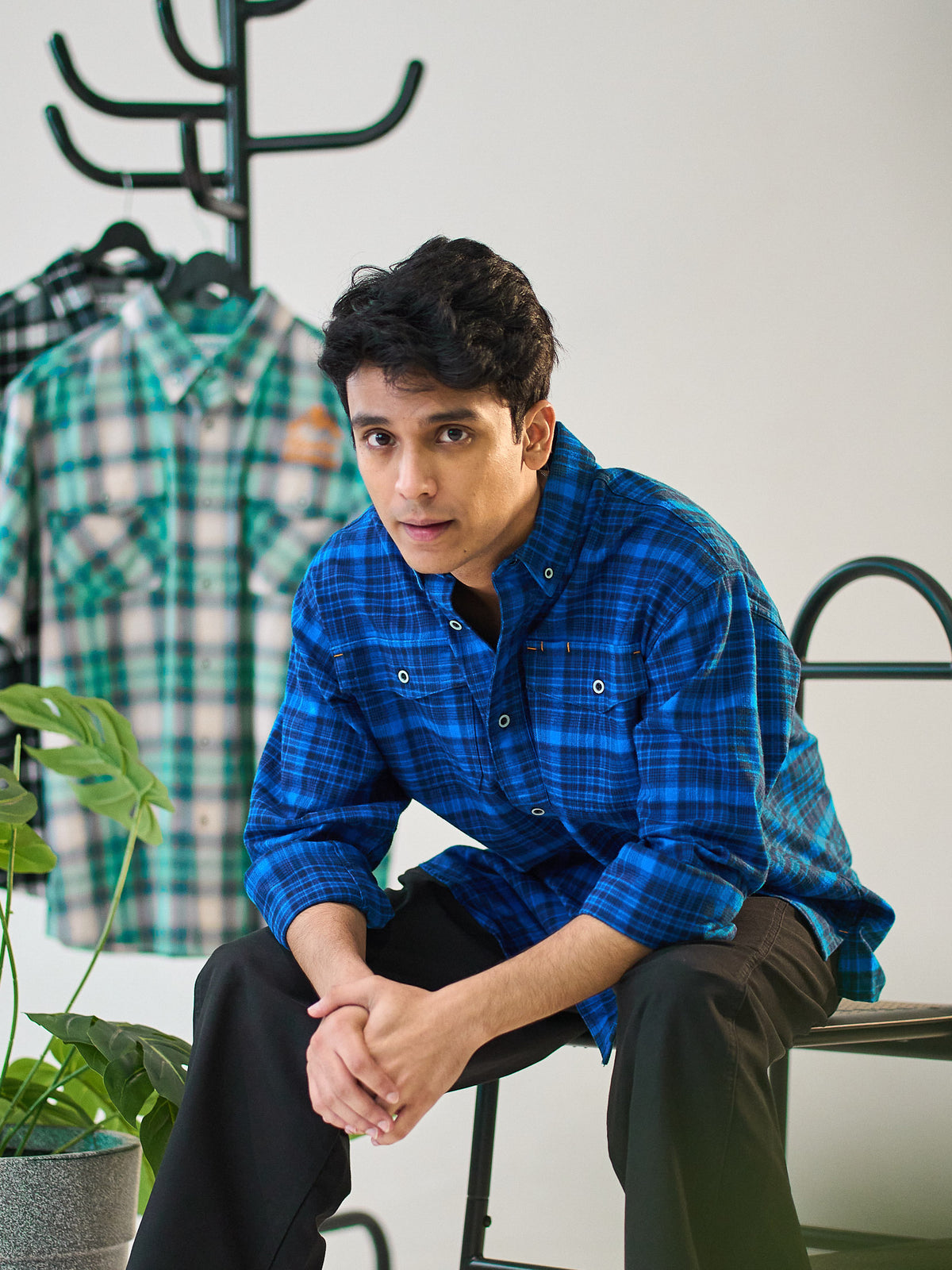 Midnight Blue Brushed Check Shirt