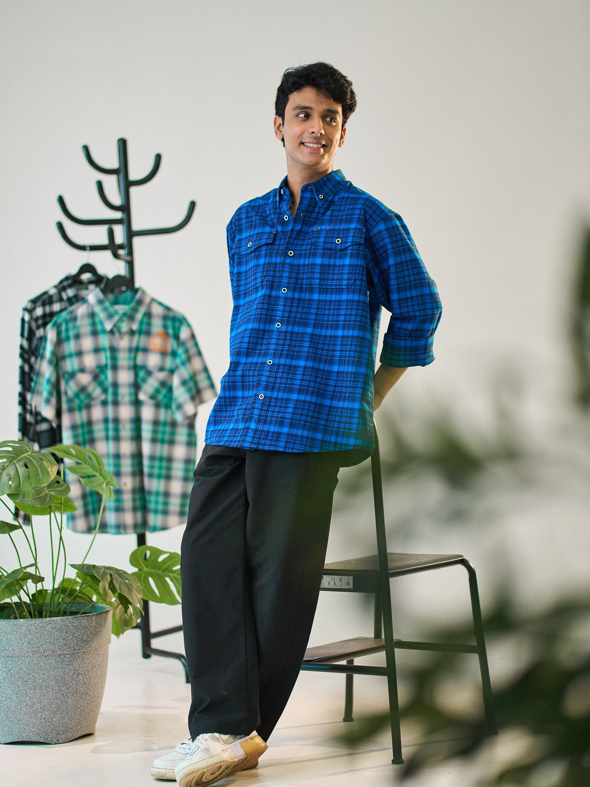 Midnight Blue Brushed Check Shirt