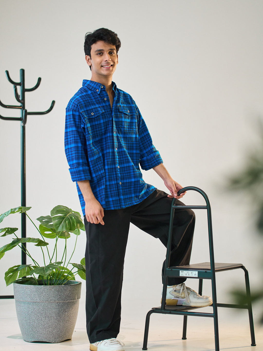 Midnight Blue Brushed Check Shirt