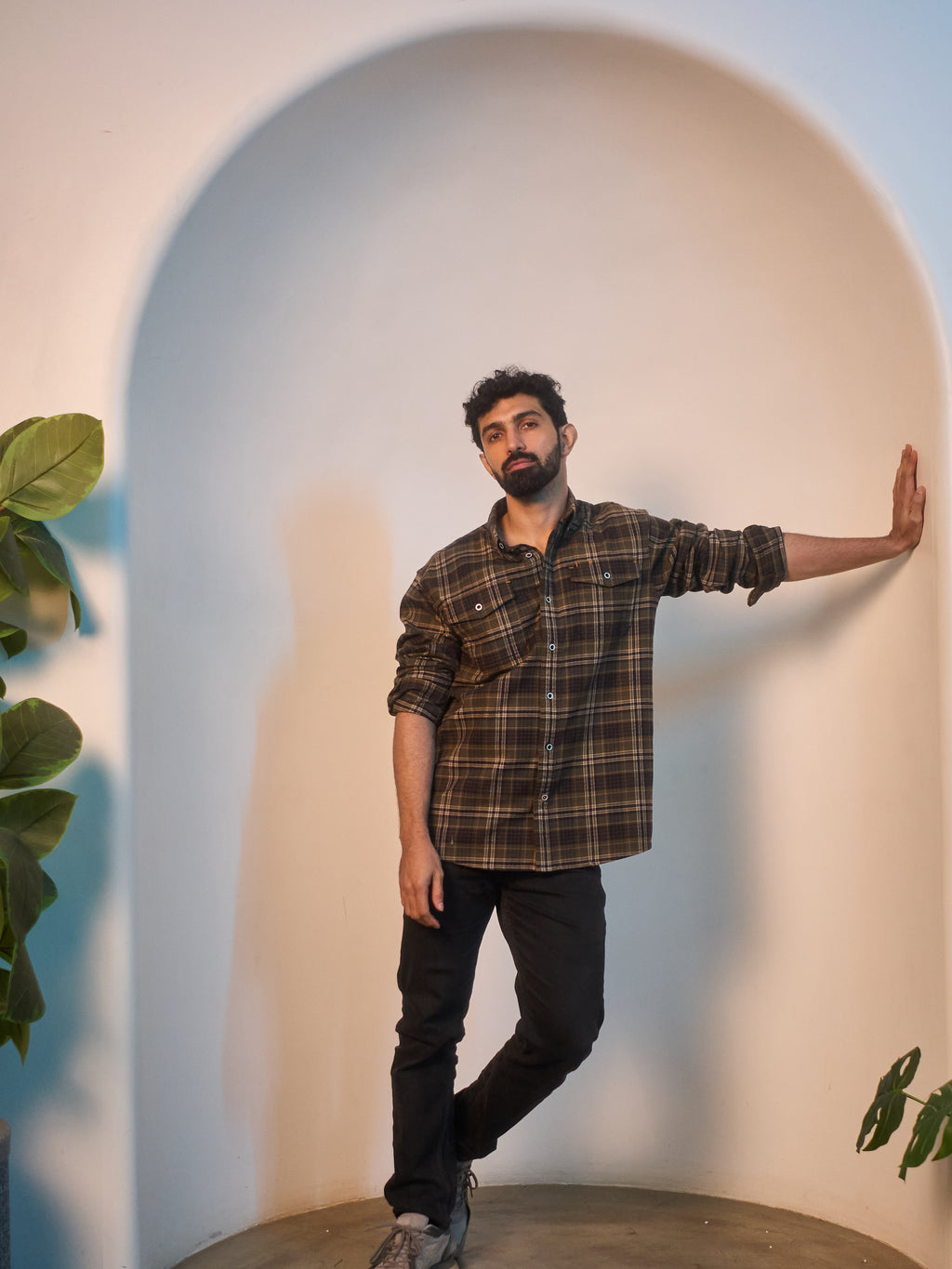 Dark Brown Brushed Check Shirt