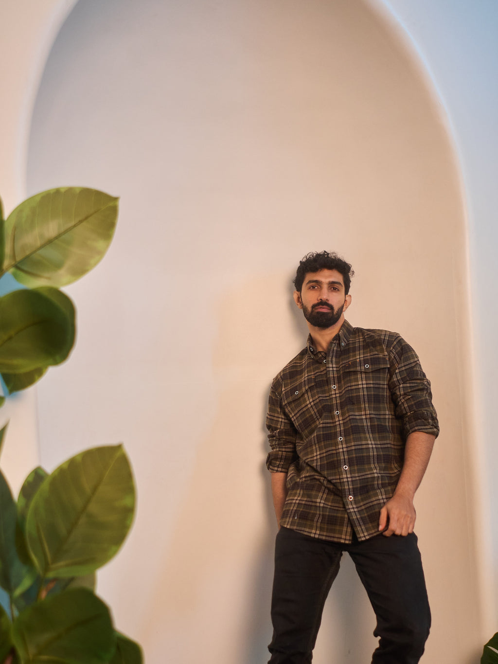 Dark Brown Brushed Check Shirt