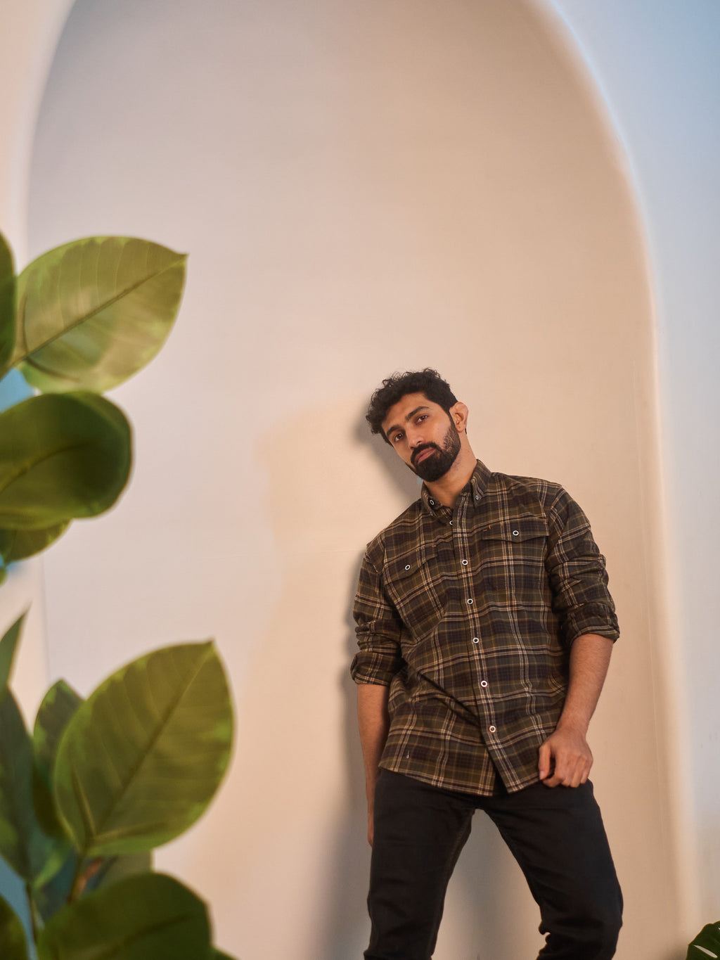 Dark Brown Brushed Check Shirt