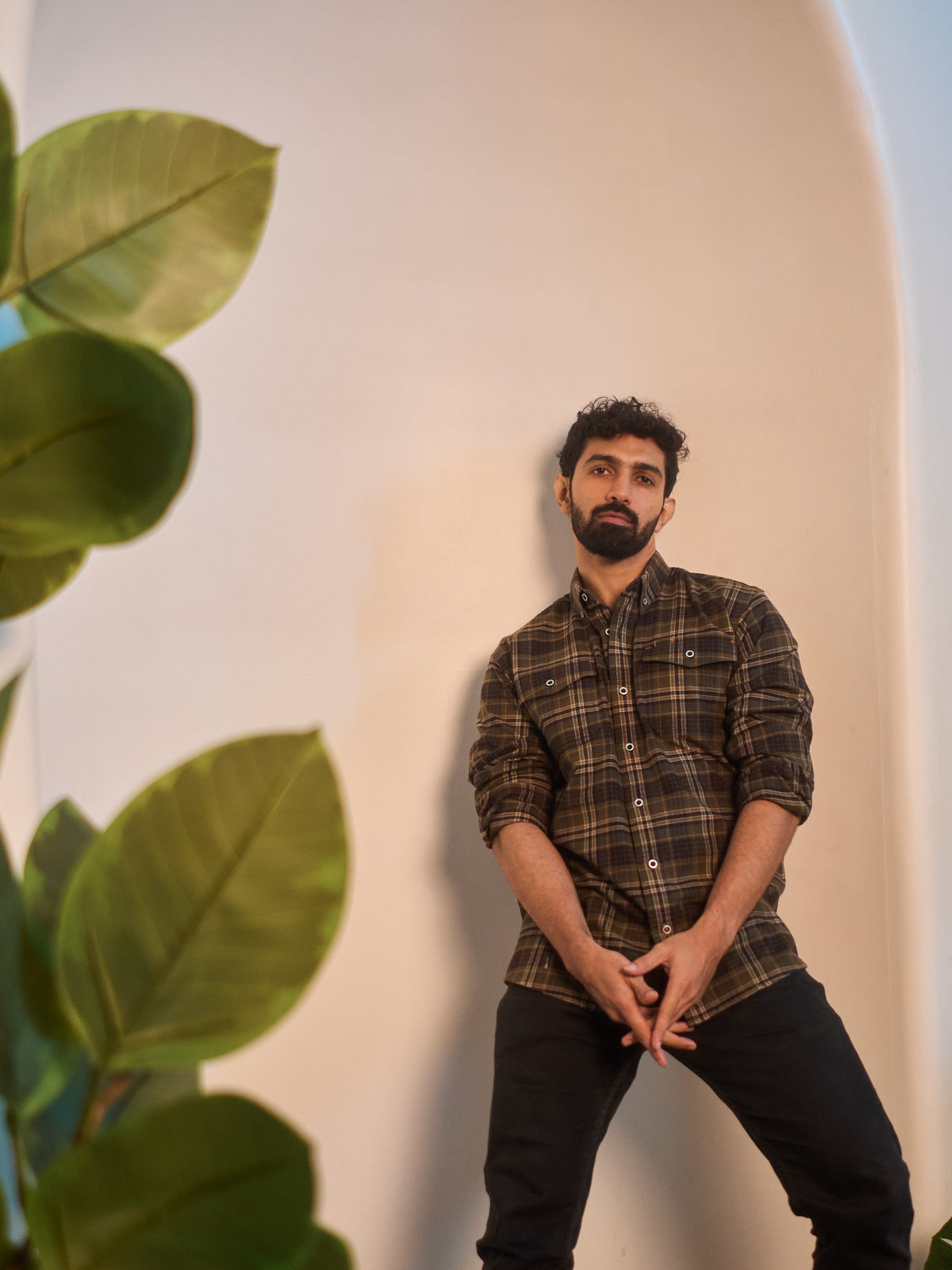 Dark Brown Brushed Check Shirt