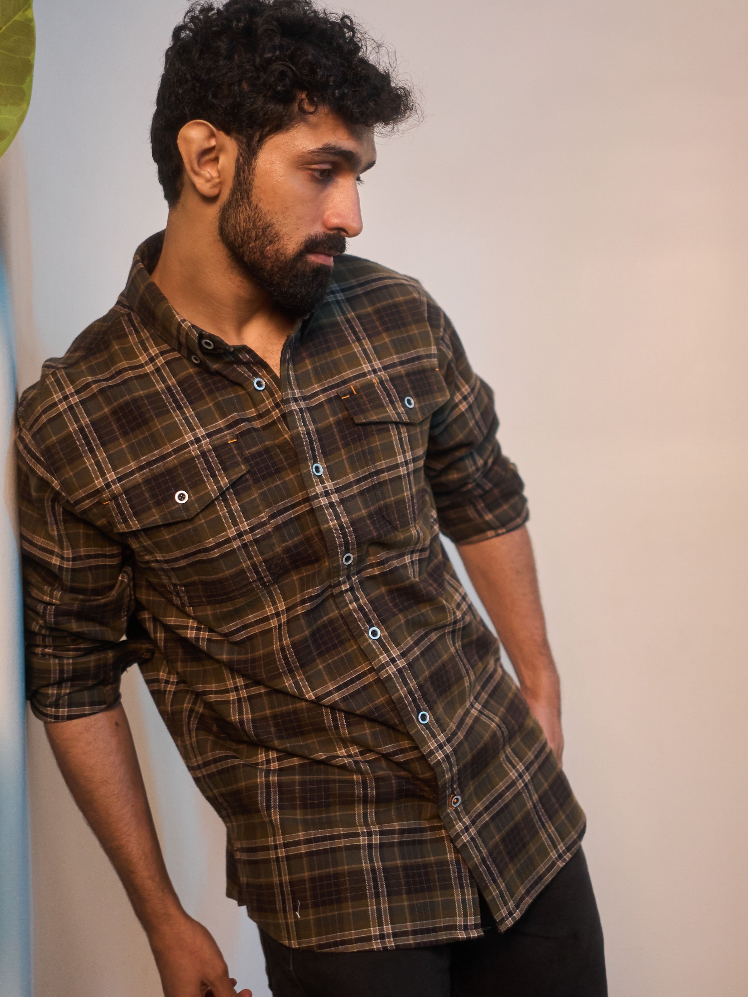 Dark Brown Brushed Check Shirt