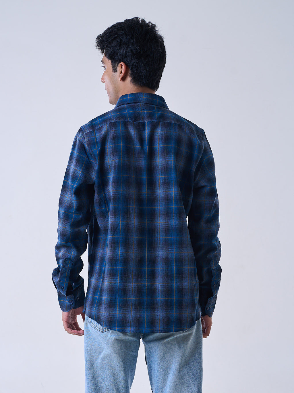 Dark Blue Brushed Check Shirt