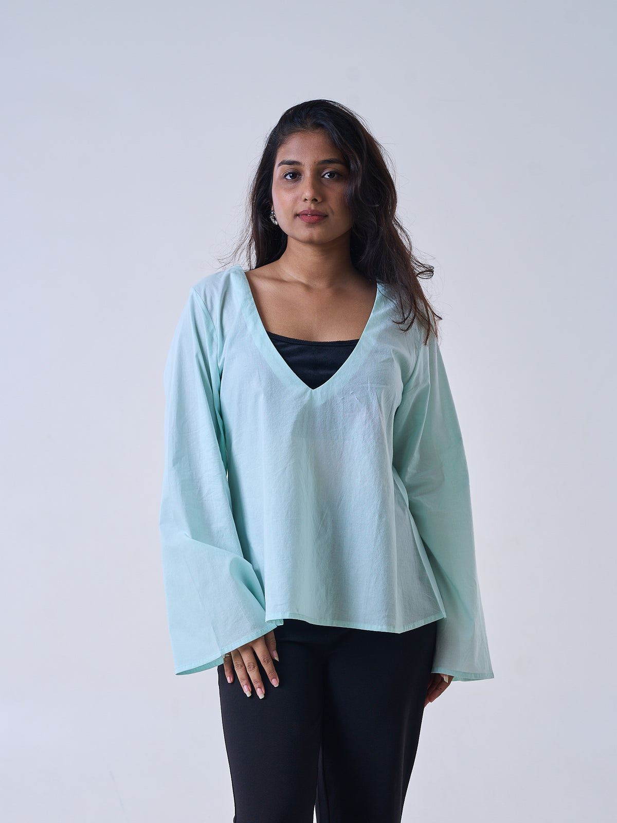 Mint Green V-Neck Top