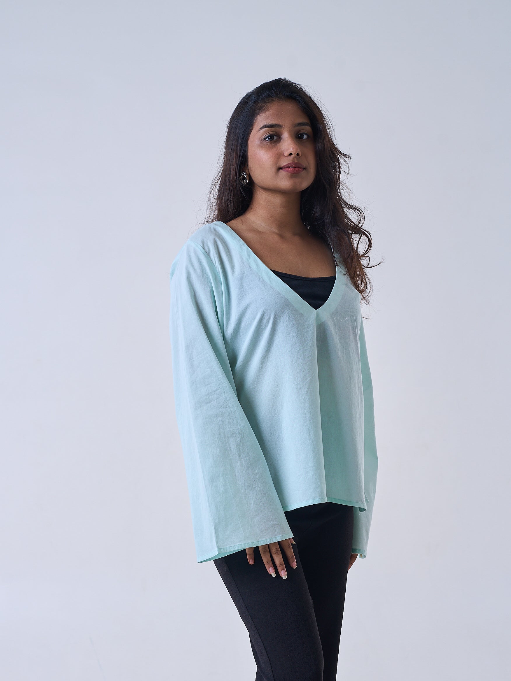 Mint Green V-Neck Top