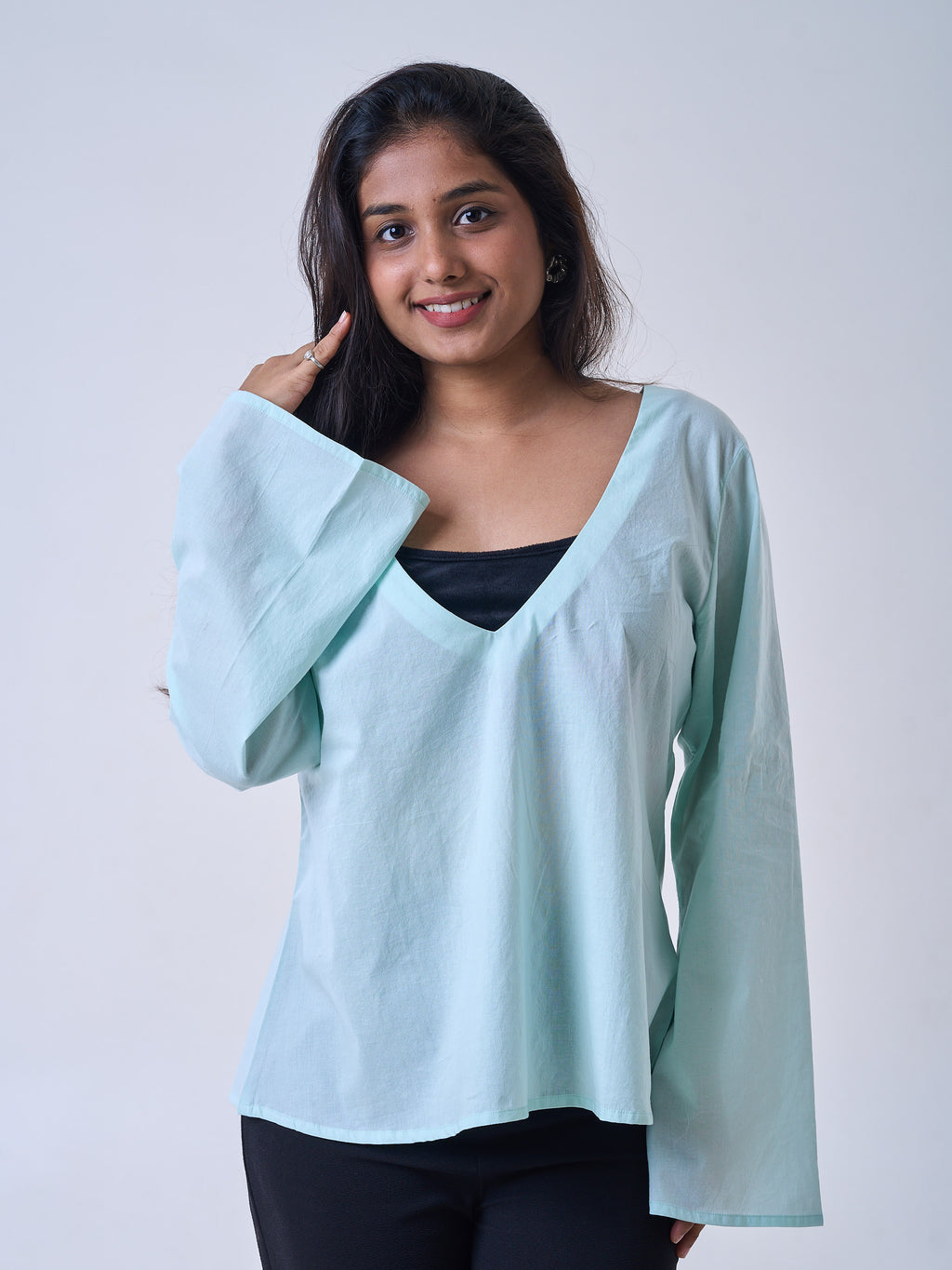 Mint Green V-Neck Top
