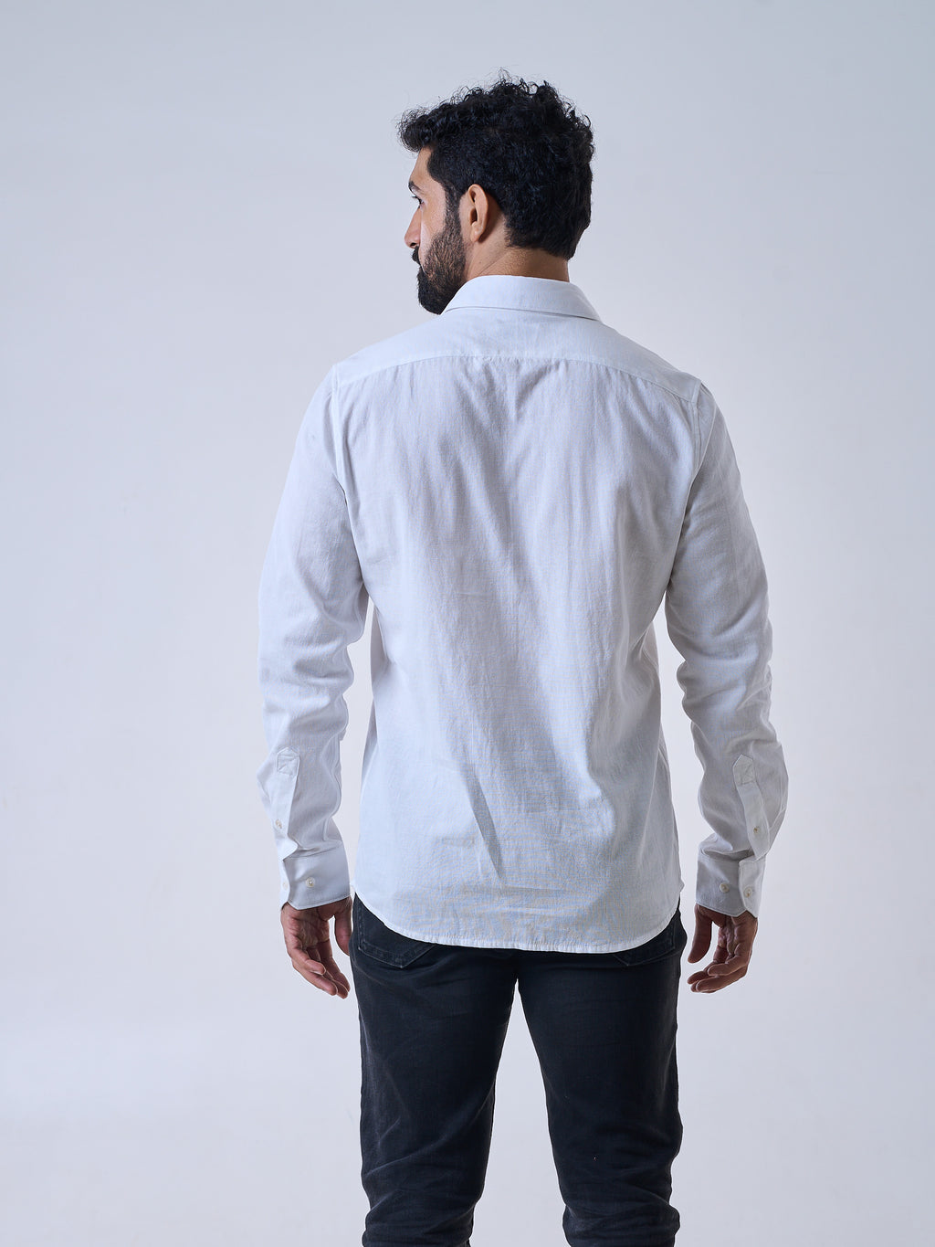 White Linen Cotton Graphic Shirt