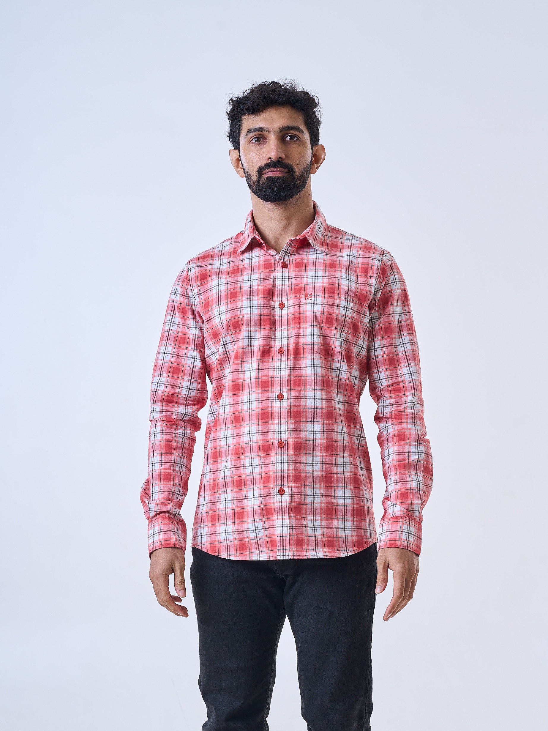 Dark Peach Plaid Shirt