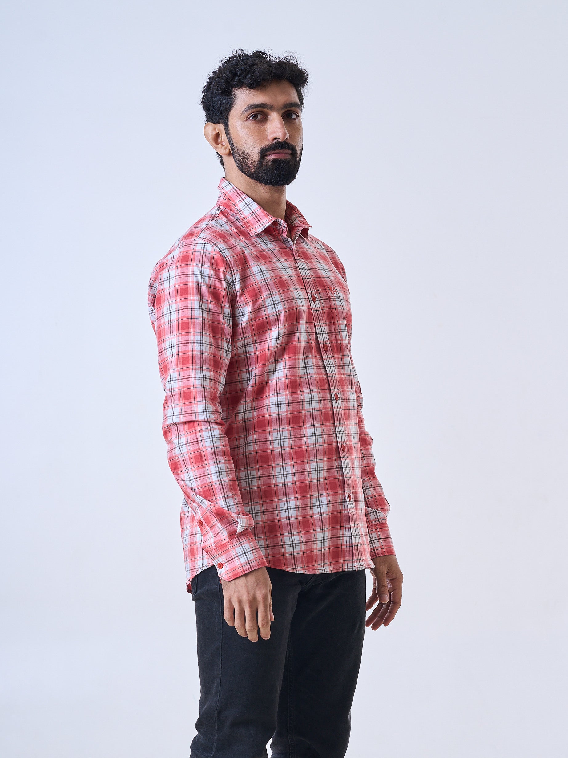 Dark Peach Plaid Shirt