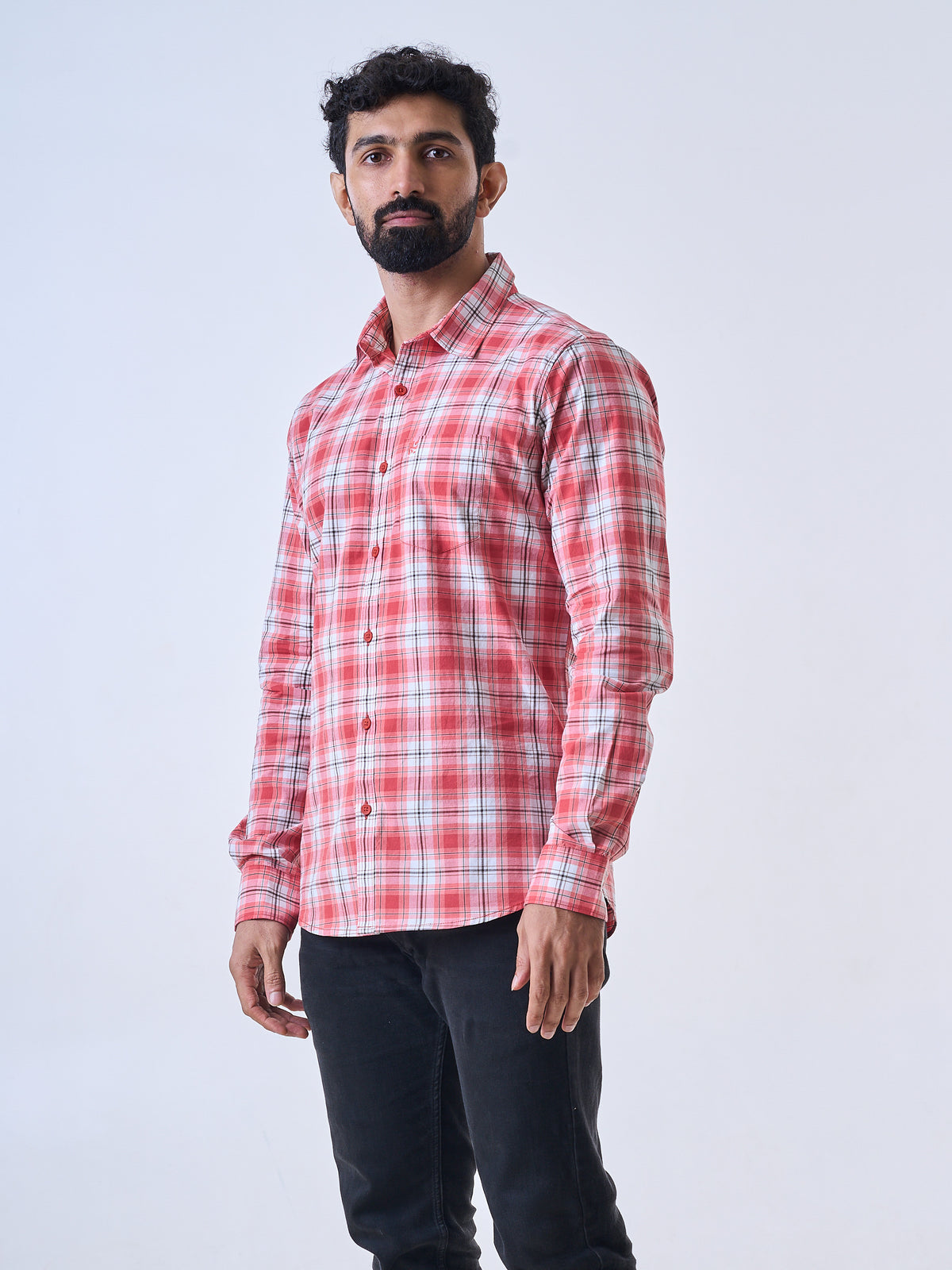 Dark Peach Plaid Shirt