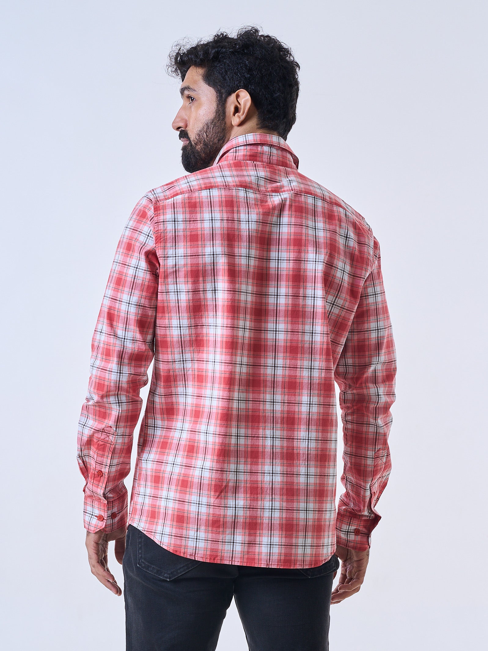 Dark Peach Plaid Shirt