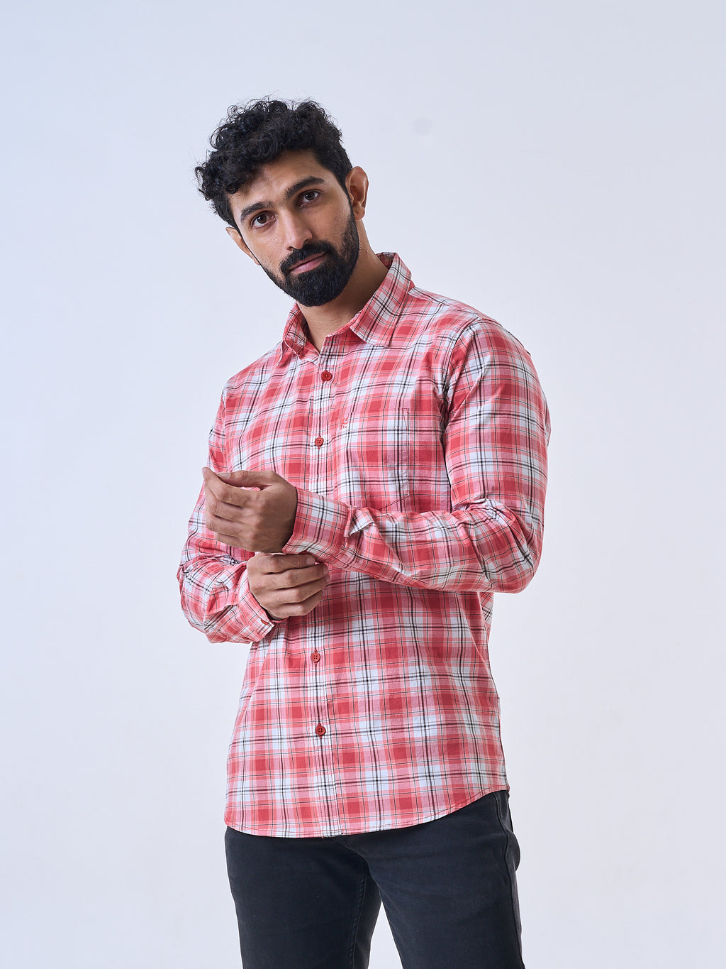 Dark Peach Plaid Shirt