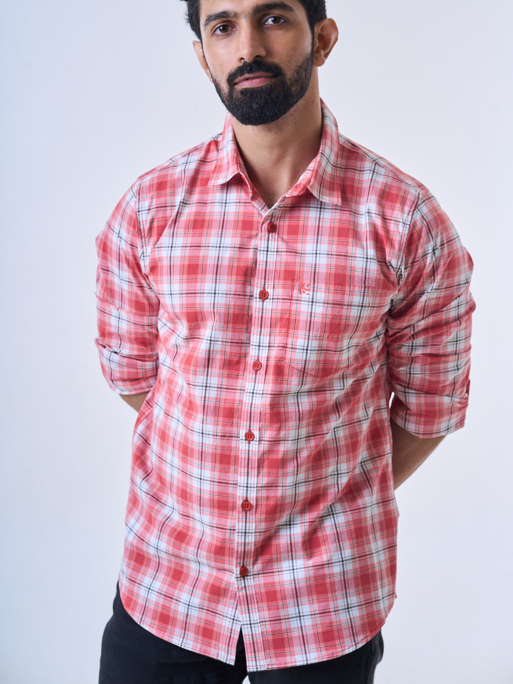 Dark Peach Plaid Shirt