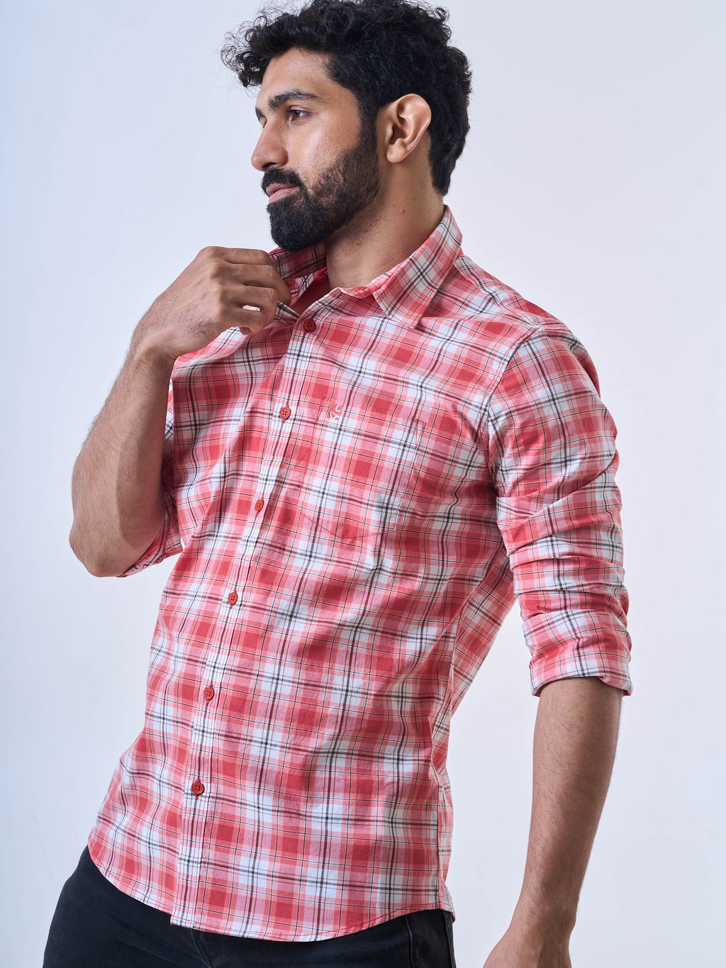 Dark Peach Plaid Shirt